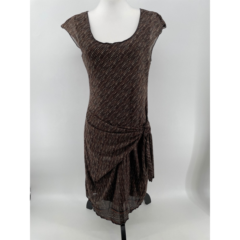 Max Studio Sheath Dress Womens Large Brown Side Knot Earthy Retro 90s